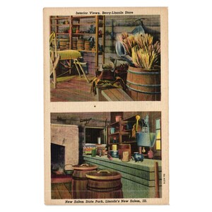 Interior View Berry Lincoln Store Postcard Vintage New Salem State Park Illinois