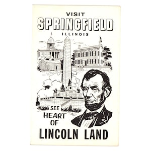 Visit Springfield Illinois Postcard Lincoln Land Historic Attractions Vintage