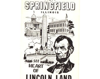 Visit Springfield Illinois Postcard Lincoln Land Historic Attractions Vintage