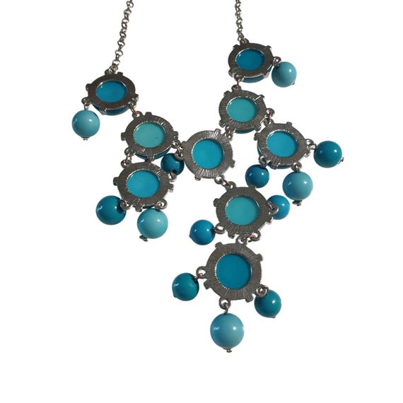 Blue Statement Bubble Necklace Adjustable Chain C… - image 5