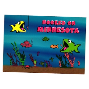 Eingehängt Minnesota Neuheit Postkarte Cartoon Fisch Ozean Szene Souvenir Reise