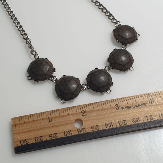 Faceted Round Stone Brown Statement Necklace Adju… - image 4