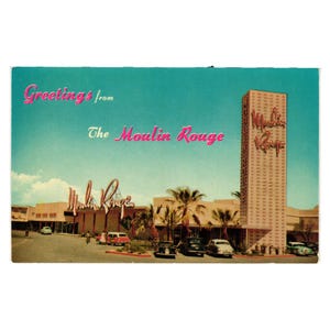 Carte postale vintage Moulin Rouge, voeux 1955 Las Vegas Nevada LV 19
