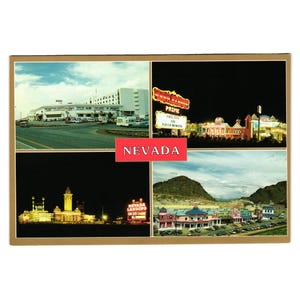 Carte postale vintage Nevada Landing Casinos Railroad Pass Gold Strike LV-75 Vacation