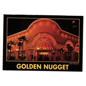 Fremont Street Goldener Nugget Vintage Postkarte Las Vegas Kasino Urlaub Glücksspiel