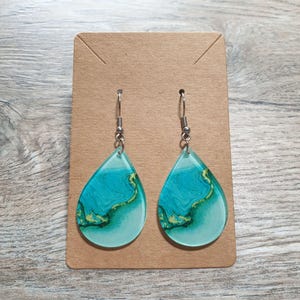 Teardrop Dangle Earrings Ocean  Resin Jewelry Costume Beach Core Vacation Gift