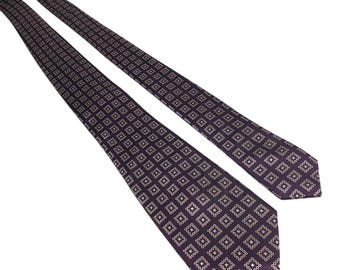 Banana Republic Skinny Purple Geometric Print Tie Silk Designer Office Work Gift