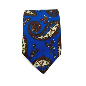 Liberty of London 100% Italian Silk Mens Tie USA Paisley Bright Blue Duck Print
