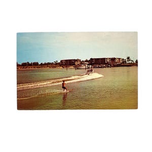Vintage Postkarte Longboat Key Florida Wasserski Boot See Urlaub S 79123