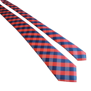 Izod Mens Pink Blue Plaid Tie Vintage Skinny Tie Designer Gift Baby Reveal
