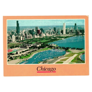 Vintage Chicago Aerial View Postcard Aerial View Windy City Mieg Field Lake