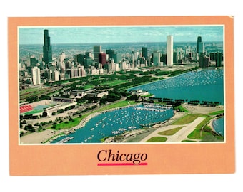 Vintage Chicago Aerial View Postcard Aerial View Windy City Mieg Field Lake