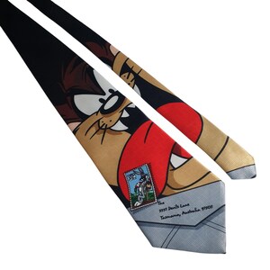 Looney Tunes Tazmanian Devil Post Office Mail Vintage stropdas 1997 zijden cartoon