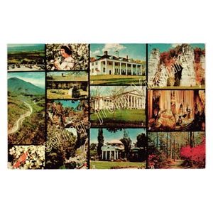 Collage di cartoline d'epoca della Virginia con attrazioni turistiche e punti di riferimento panoramici