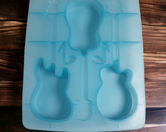 Guitar Musical Notes Rock Band Silicone Candy Mold Chocolate Melts Polymer Clay