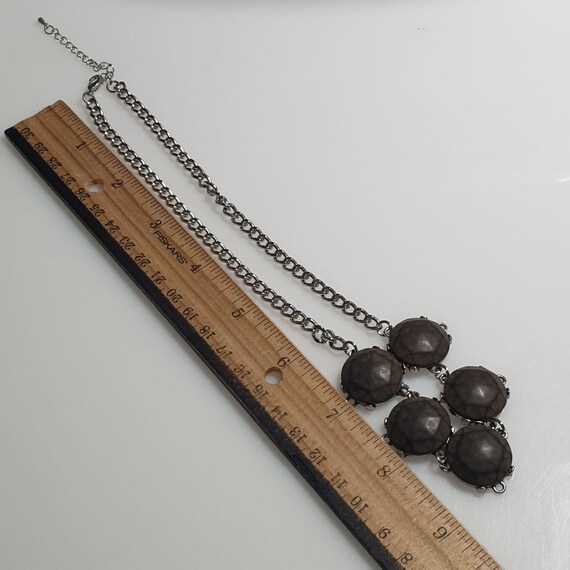Faceted Round Stone Brown Statement Necklace Adju… - image 5