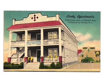 Vintage ansichtkaart Lindy Apartments 4108 Ocean Ave New Jersey Wildwood