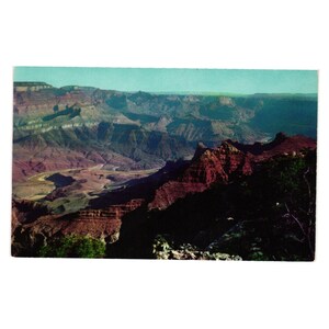 Cartolina d'epoca del Parco Nazionale del Grand Canyon, Lipan Point, di Fred Harvey Mountains