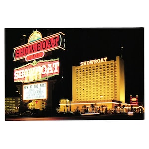 Carte postale vintage Showboat Hotel Casino Chapiteau Night Lights Las Vegas Nevada