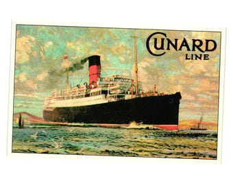 Cunard Line Lancastria Marine Art Poster Postcard Vintage 1990 Cunard 9 of 23