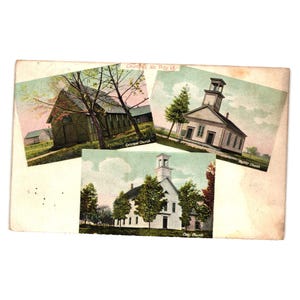 Stara pocztówka North Troy Vermont Kościoły 1911 Religia Podróże Przydrożne
