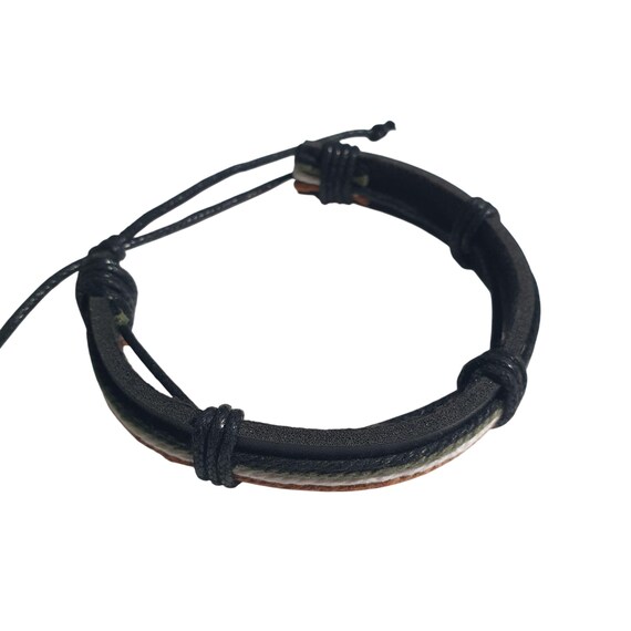 Leather Adjustable Bracelet Multicolor Strand Cas… - image 1