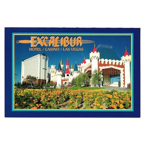 Postal vintage de 1990 del Excalibur Casino Hotel Resort, vacaciones de juego en Las Vegas