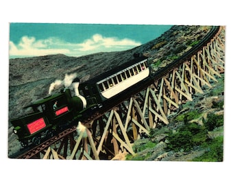 Mount Washington Cog Railway Jacobs Ladder Vintage Postcard Scenic Trestle NH