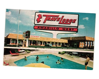 Vintage Travelodge Amarillo West Postcard Motel Vacation Swimming Pool Inn