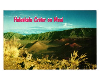 Postal hawaiana vintage Cráter Haleakala Maui Nani Li Tarjeta de color natural S-54