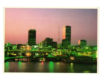 Vintage Tampa Florida Skyline Color Postcard By Sun Coast Night Lights Tourism
