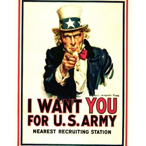 Vintage ansichtkaart James Montgomery-vlag I Want You For US Army Recruitment