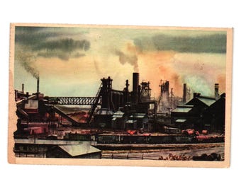 Vintage Pittsburgh Lake Erie Railroad Postcard Industrial Scene New York Central