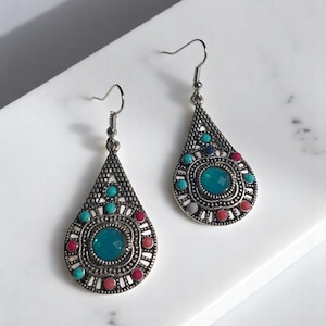 Bohemian Teardrop Dangle Women Earrings Colorful Acrylic Beach Core Fashion