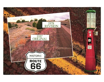 Vintage Historic Route 66 Postcard Gas Pump Retro Travel Souvenir Nostalgic Road