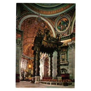 Carte postale vintage Basilica Di S Pietro Confessione Bernini Edizioni Alinari Italie