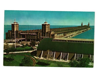 Vintage University Of Illinois Navy Pier Postcard Historic Chicago Landmark Gift