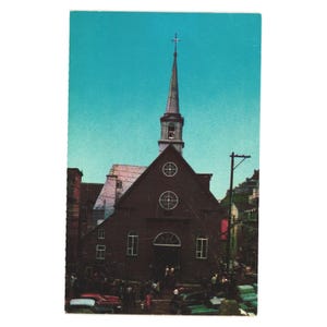 Carte postale vintage Eglise Eglise Notre Dame Québec Canada Religion Personnes