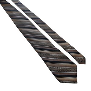 Vintage Gestreifte Männer Krawatte Platinum Designs Braun Schwarz Büro Accessoire