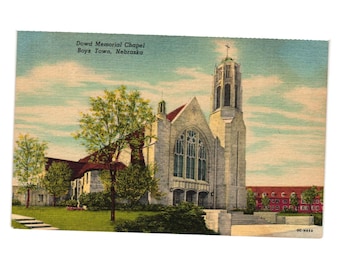 Vintage Dowd Memorial Chapel Boys Town Nebraska ansichtkaart linnen ongebruikte kunst kerk