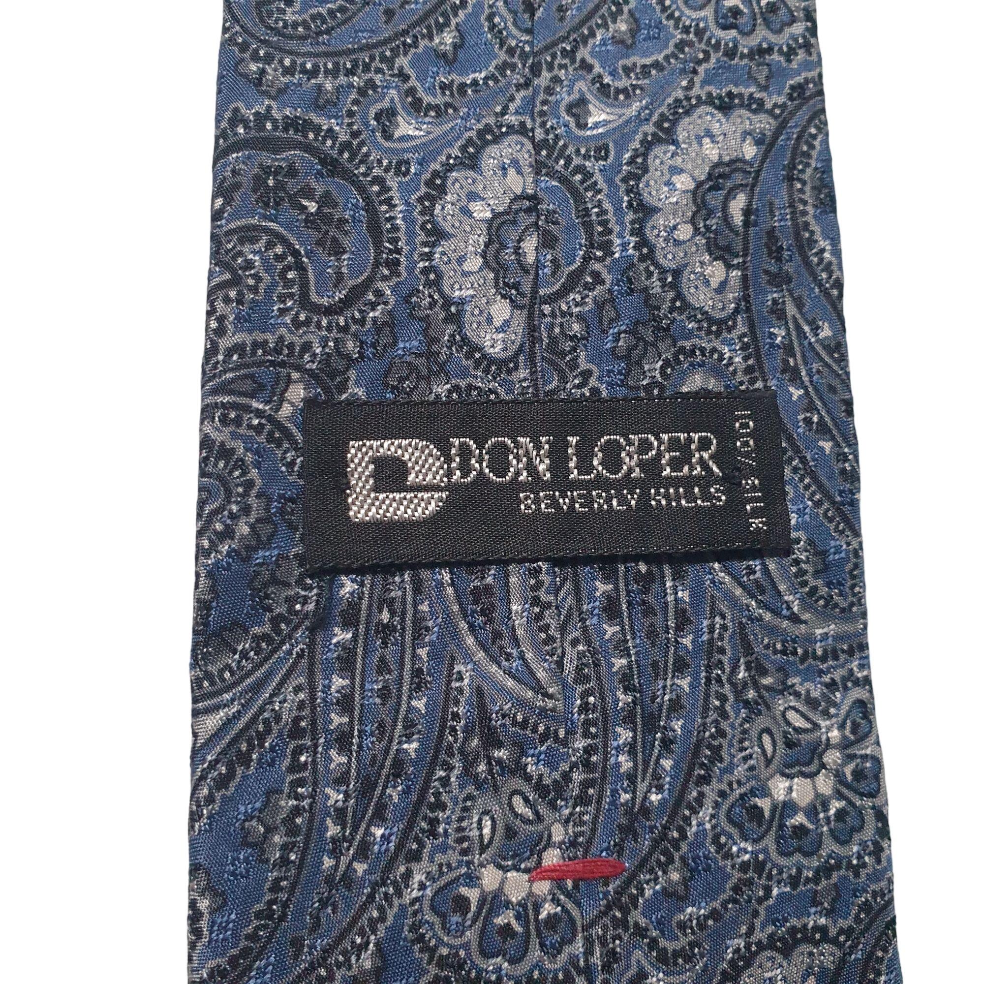 Cravate Don Loper Beverly Hills – Motif Paisley Rouge/marine/gris/marron, Polyester, Longueur Classique
