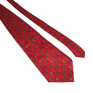 Red Holidays Lights Pattern Silk Necktie Christmas Lights Party Santa Caroling