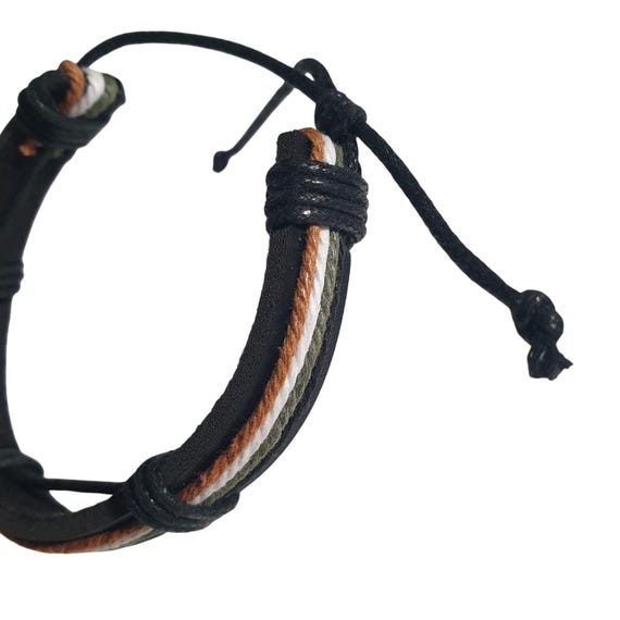 Leather Adjustable Bracelet Multicolor Strand Cas… - image 2