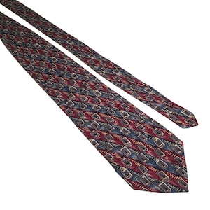 Vintage Geometric Pattern Silk Tie Multicolor Men Necktie Retro Fashion Gift Dad