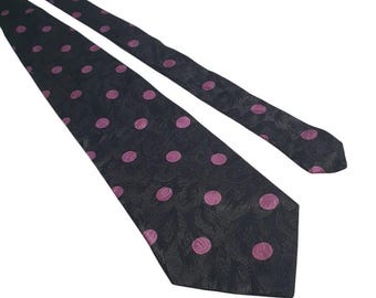Carlo Palazzi Italian Silk Black Purple Polka Dot Tie Formal Wear Office Work