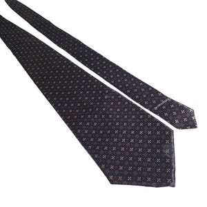 Kenzo Herrslips i siden, svart med geometriskt mönster, blå-orange, slips för kontoret, gåva