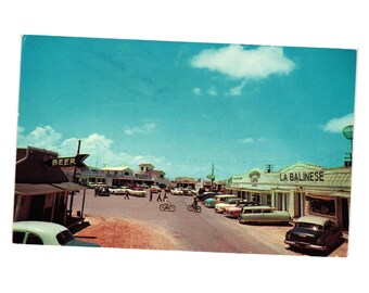 Vintage Port Aransas Texas Postcard Scene Main Street 1960s Color Historic Town
