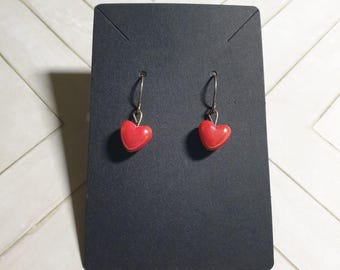 Boucles d'oreilles pendantes en forme de coeur rouge pour femme, crochet solitaire pour la Saint-Valentin, amour des fêtes