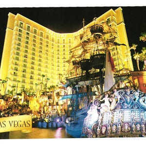Carte postale vintage Pirate Hotel Casino Treasure Island Show Vacation 2US NV 422