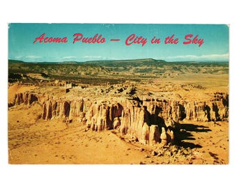 Vintage Acoma Pueblo City In The Sky-vykort från Petley Studios, New Mexico Life